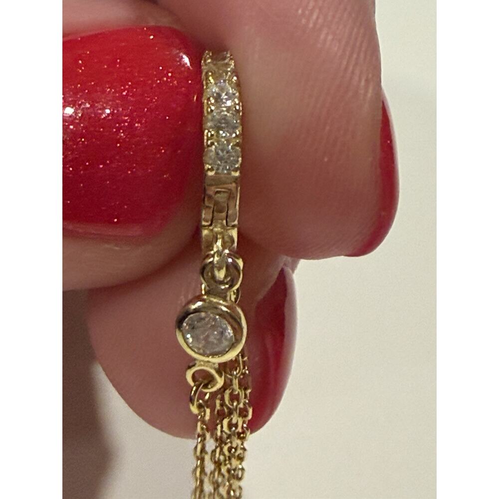 Sterling Silver Gold Plated 925 Drop Huggie Single Earring CZ Stone Crystals